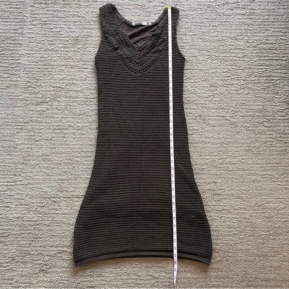 Athleta Crochet Midi Dress Chocolate Brown Sleeveless 100% Cotton Size Small - Picture 7 of 7